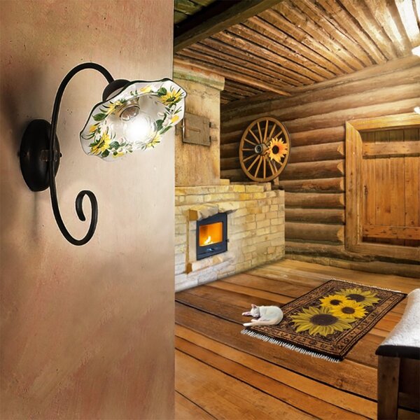 Applique ceramica lampadari bartalini 2213.a e27 led piatto girasole artigianale - Lampadari Bartalini