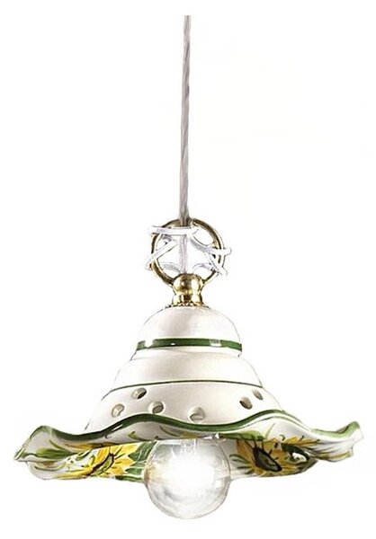 Lampadario ceramica lampadari bartalini 2217.4 e27 led 18cm piatto girasole artigianale - Lampadari Bartalini