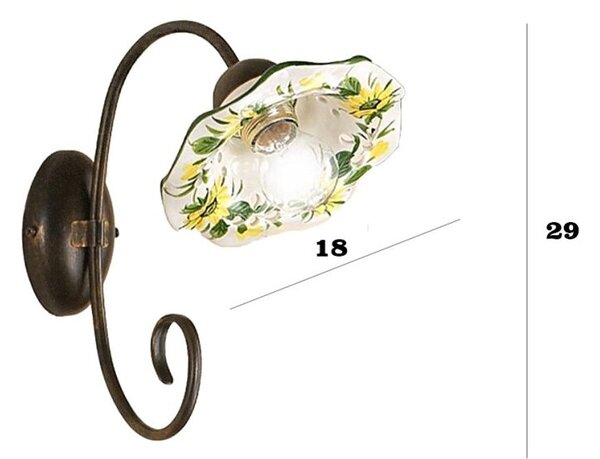 Applique ceramica lampadari bartalini 2213.a e27 led piatto girasole artigianale - Lampadari Bartalini