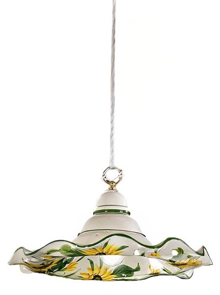 Lampadario ceramica lampadari bartalini 2217.3 e27 led 32cm piatto girasole artigianale - Lampadari Bartalini