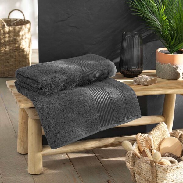 Asciugamano in spugna di cotone grigio scuro 90x150 cm Tendresse - douceur d'intérieur