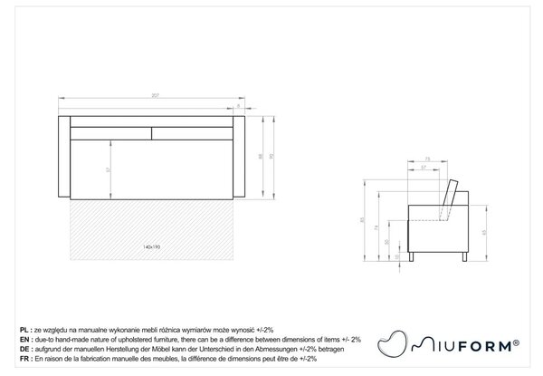 Divano letto beige 207 cm Simon - Miuform