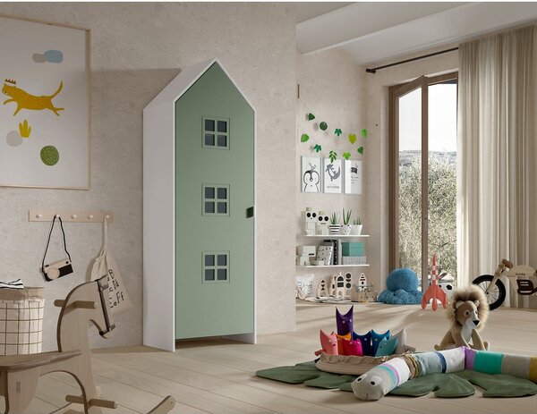 Armadio per bambini bianco/verde 58x172x37 cm Casami Bruges – Vipack