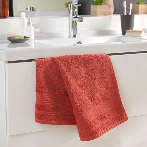 Asciugamano in spugna di cotone color mattone 50x90 cm Tendresse - douceur d'intérieur