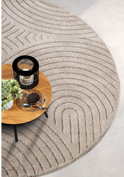 Tappeto rotondo beige ø 160 cm Panglao New York Taupe – Elle Decoration
