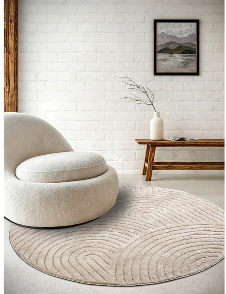 Tappeto rotondo beige ø 160 cm Panglao New York Taupe – Elle Decoration