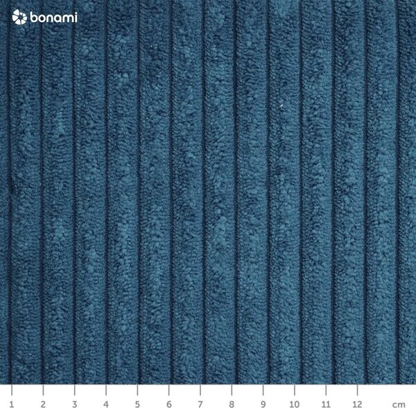 Divano angolare blu allungabile (con penisola a sinistra/a forma di "U") con rivestimento in velluto a coste Tori – Bonami Selection
