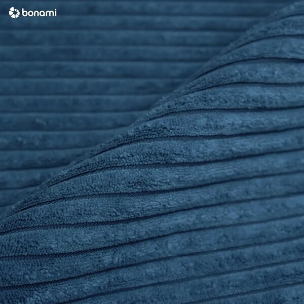 Divano angolare blu allungabile (con penisola a sinistra/a forma di "U") con rivestimento in velluto a coste Tori – Bonami Selection