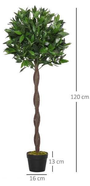 Outsunny Set di 2 Piante Finte di Alloro in Vaso per Interni ed Esterni Altezza 120cm Ideale per Decorazioni e Arredamento Casa|Aosom