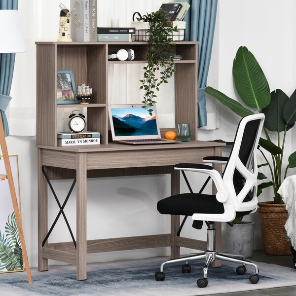 HOMCOM Scrivania Scaffale con Libreria Sopra in Legno per Camera, Cameretta o Ufficio, Scrivania Salvaspazio 105x50x137.5cm|Aosom