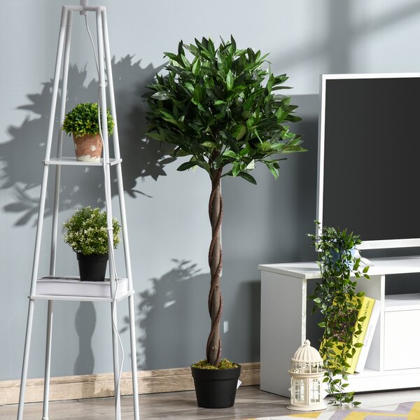 Outsunny Set di 2 Piante Finte di Alloro in Vaso per Interni ed Esterni Altezza 120cm Ideale per Decorazioni e Arredamento Casa|Aosom