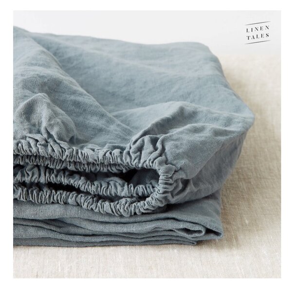 Lenzuolo di lino blu 200x160 cm Blue Fog - Linen Tales