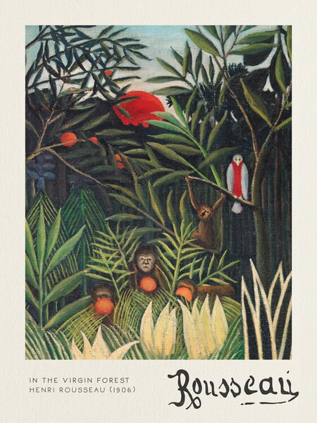 Riproduzione Monkeys Parrot In the Virgin Forest - Henri Rousseau