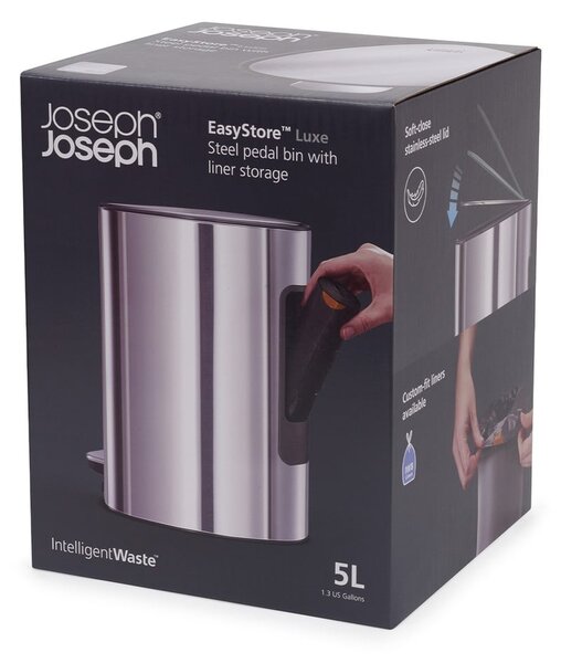 Pattumiera in plastica argentata 5 l Luxe - Joseph Joseph