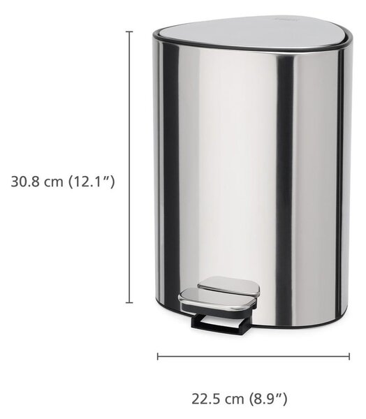 Pattumiera in plastica argentata 5 l Luxe - Joseph Joseph