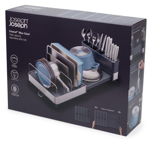 Scolapiatti in metallo blu-argento Extend - Joseph Joseph