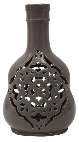 Vaso Carving Grigio 16,5x11x27 Cm Porcellana Fango