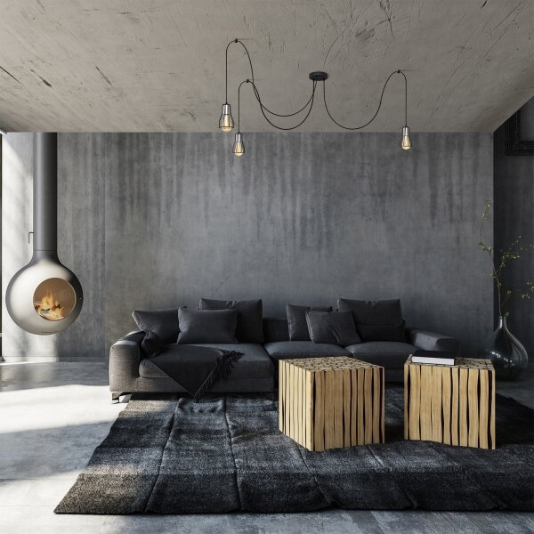 Lampadario a sospensione con filo TUBE LONG 3xE27/15W/230V nero/cromo