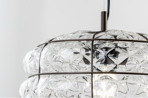 SIRU - Lampadario a sospensione con filo TERRA 1xE27/60W/230V nero/limpido Vetro veneziano