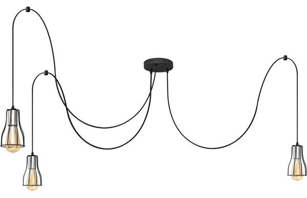 Lampadario a sospensione con filo TUBE LONG 3xE27/15W/230V nero/cromo