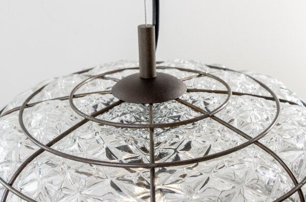 SIRU - Lampadario a sospensione con filo TERRA 1xE27/60W/230V nero/limpido Vetro veneziano