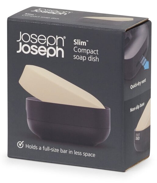 Portasapone in plastica nero Slim - Joseph Joseph