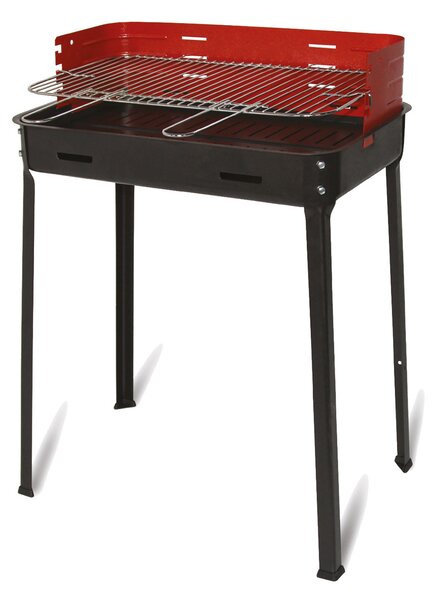 Barbecue a Carbone Flavia 45x35x80 cm Griglia Regolabile a 3 Altezze Senza Ruote 0 Nero e Rosso