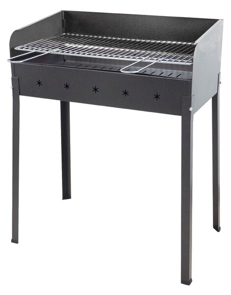 Barbecue a Carbone Stella-eco 60x40x90 cm Griglia Regolabile a 2 Altezze in Acciaio Nero