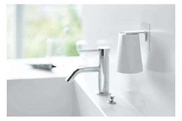 Porta dispenser per sapone bianco autoportante in plastica con tazza Film Hook - YAMAZAKI