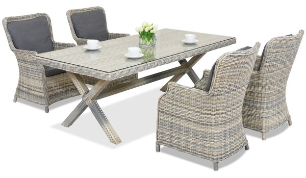 Servizio da tavola per 4 persone in polyrattan Garden Point London antracite
