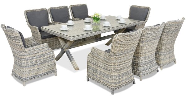 Servizio da tavola in polyrattan Garden Point London per 8 persone antracite