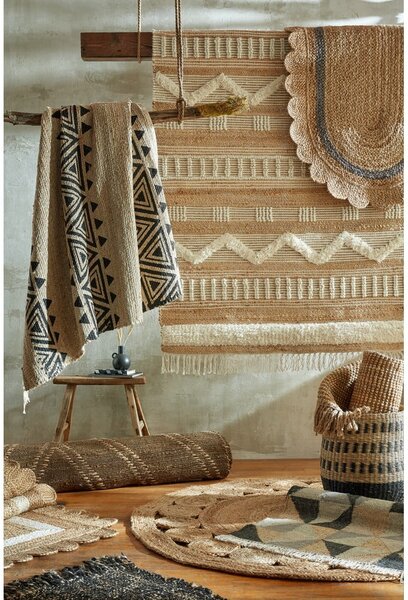 Tappeto bianco/di colore naturale in misto iuta tessuto a mano 120x170 cm Medina – Flair Rugs