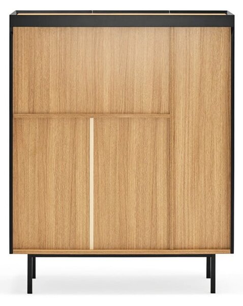 Cassettiera alta nera effetto rovere95x120 cm Arista - Teulat
