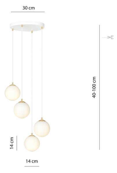 Lampadario a sospensione Royal 4, Bianco con sfere Satinate - E14 Colore del corpo Bianco
