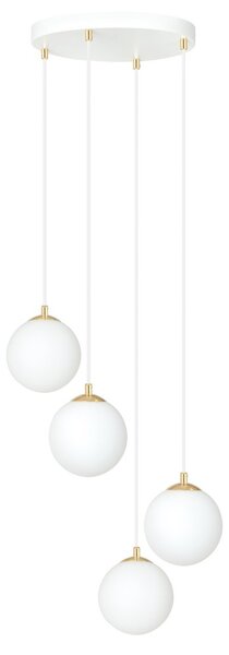 Lampadario a sospensione Royal 4, Bianco con sfere Satinate - E14 Colore del corpo Bianco