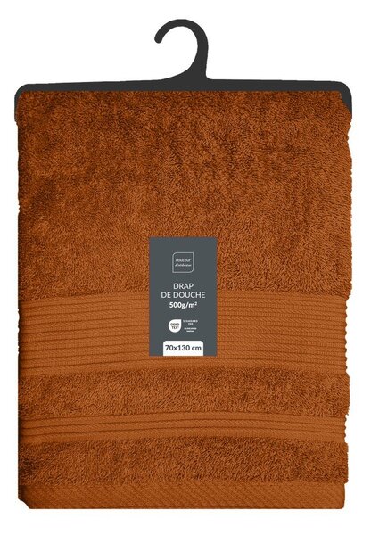 Asciugamano tipo terry color terracotta in cotone 70x130 cm Tendresse – douceur d'intérieur
