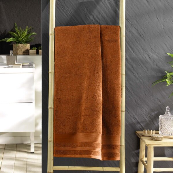Asciugamano tipo terry color terracotta in cotone 70x130 cm Tendresse – douceur d'intérieur