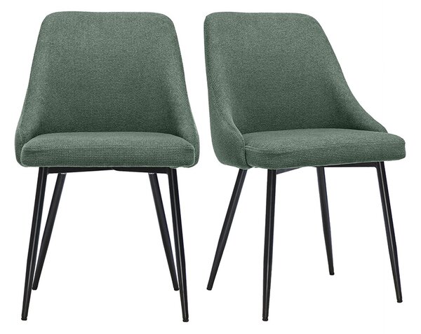 Sedie in tessuto chenille verde kaki e metallo nero (lotto di 2) HASTA