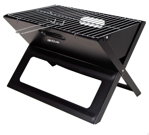 Elzusha - Griglia portatile pieghevole a carbone - Rettangolare, in acciaio con maniglia - 45x29x30 cm