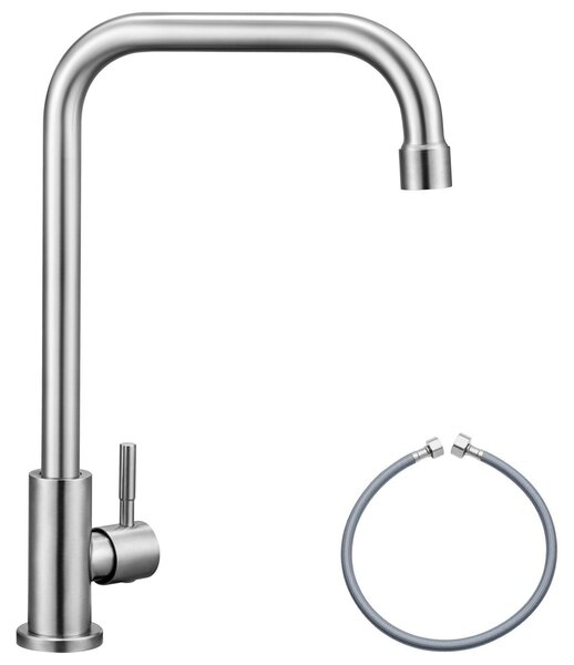 Rubinetto per acqua fredda, girevole a 360° - Miscelatore per acqua fredda - Acciaio inossidabile - Resistente all'usura - Facile installazione - Finitura opaca - Rubinetti da cucina