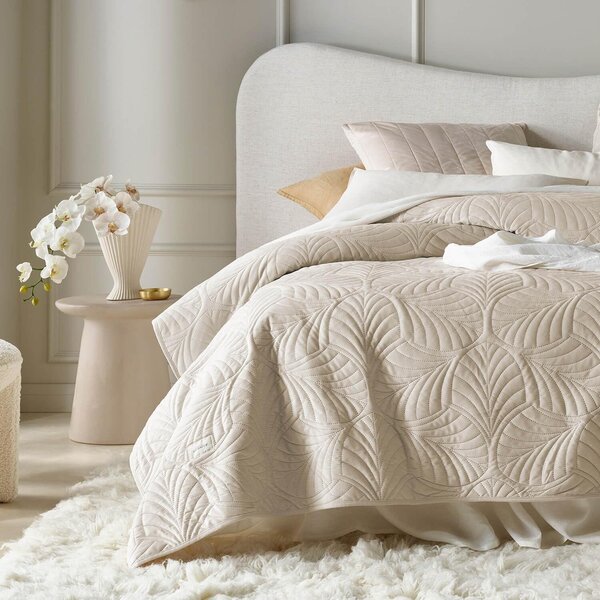 Elzusha - Plaid elegante in stile velluto crema, 240 x 260 cm