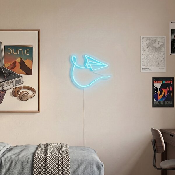 Lampada da parete al neon blu con LED - Aeroplanino
