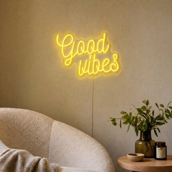 Lampada da parete al neon gialla con LED - Good Vibes