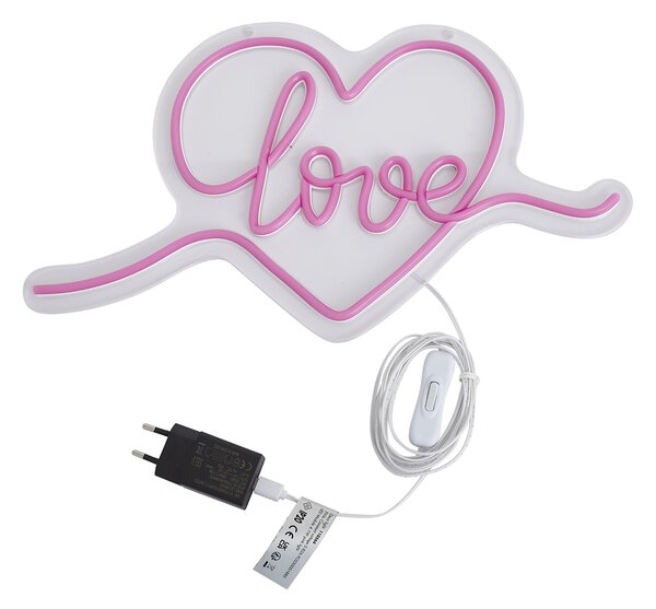 Lampada da parete al neon rosa con LED - Love