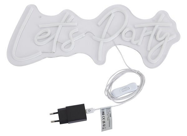 Lampada da parete al neon bianca con LED - Let's Party