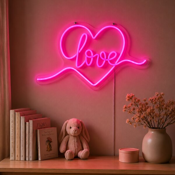 Lampada da parete al neon rosa con LED - Love
