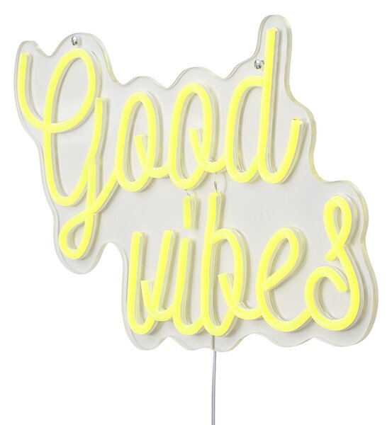 Lampada da parete al neon gialla con LED - Good Vibes