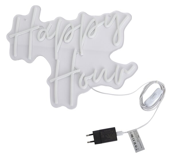 Lampada da parete al neon bianca con LED integrato - Happy Hour