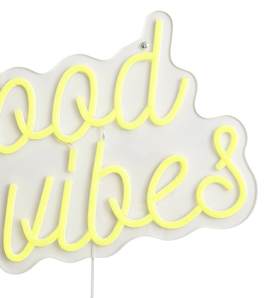 Lampada da parete al neon gialla con LED - Good Vibes
