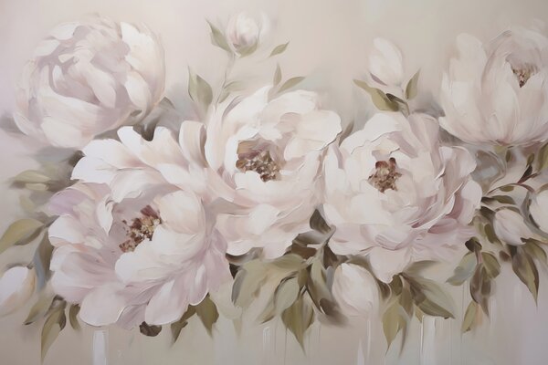 Carta da parati Peonie astratte, dipinto in stile imitativo, Carta da parati Floreale, w05901 : Uwalls.it